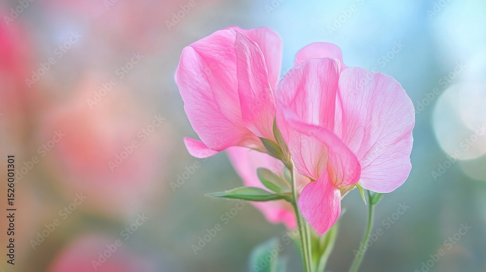 Delicate Pink Sweet Pea Blossoms in Soft Focus Delicate Pink Sweet Pea Blossoms in Soft Focus