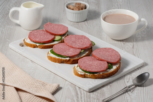 Cream Cheese, Cucumber and Sausage Sandwiches