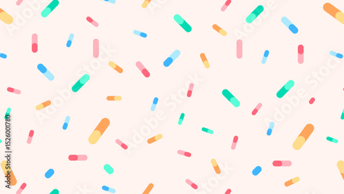 Seamless pattern with multicolored sugar sprinkles. Vector illustration.