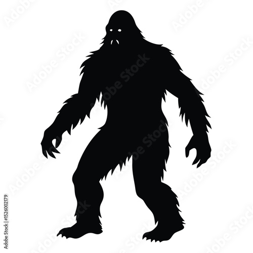 Bigfoot silhouette standing on white background