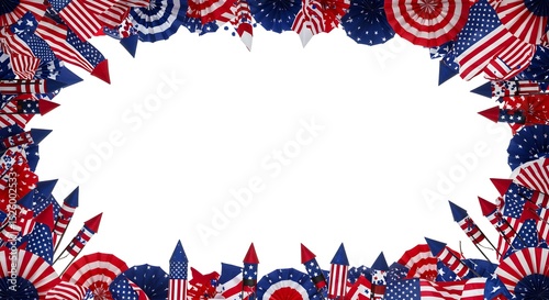 Patriotic fourth of july fireworks and flag frame design perfect for celebrations