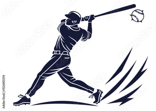 Vector Silhouette of a Baseball Batter – Sports Action and Athletic Performance