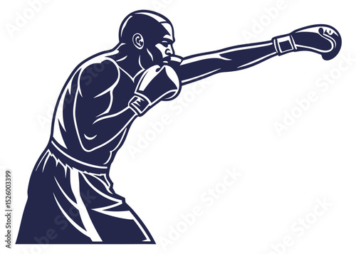 Vector Silhouette of a Boxer Throwing a Punch – Dynamic Boxing Action