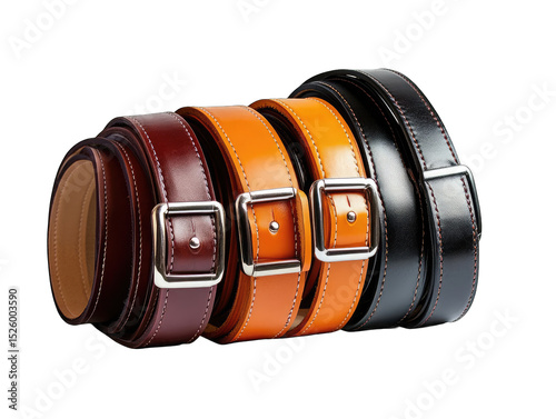 Stacked leather belts in various colors (4)