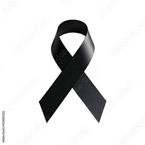 A black ribbon of awareness representing mourning and remembrance