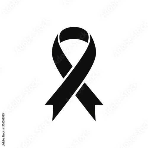 A simple black ribbon symbolizing loss and grief