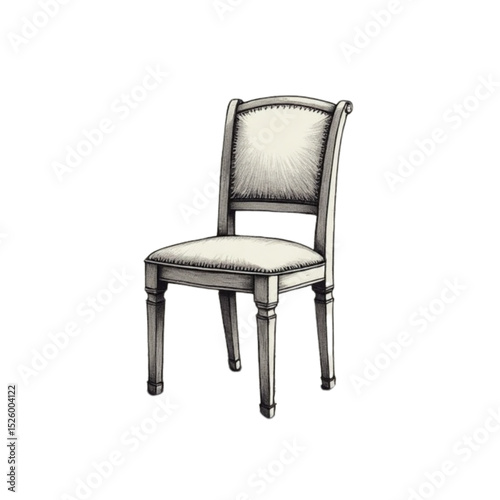 Minimalist illustration of a single chair in an empty space, the concept of loneliness 