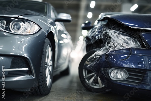 Damaged car after collision accident automotive industry