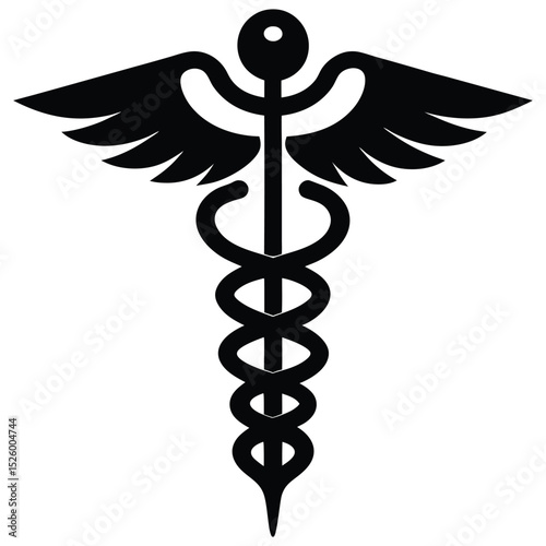 caduceus medical symbol on white background