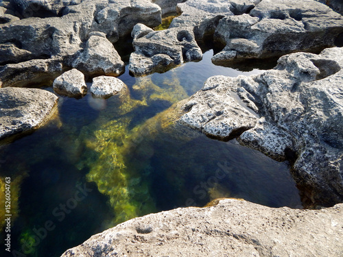 Rocky shore of the Caspian Sea.