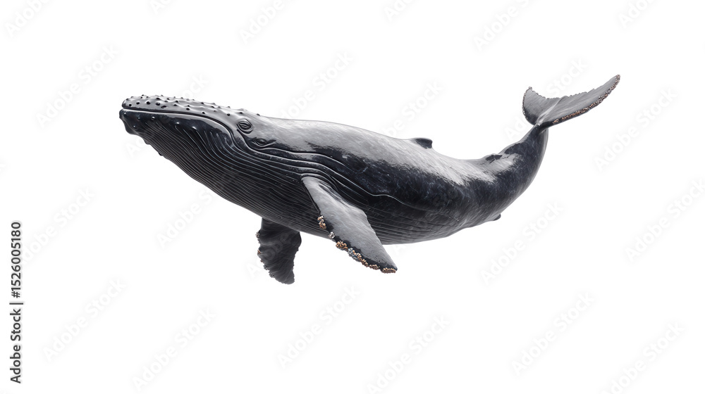 Fototapeta premium summer concept. Whale swimming gracefully in the ocean. isolated on white background