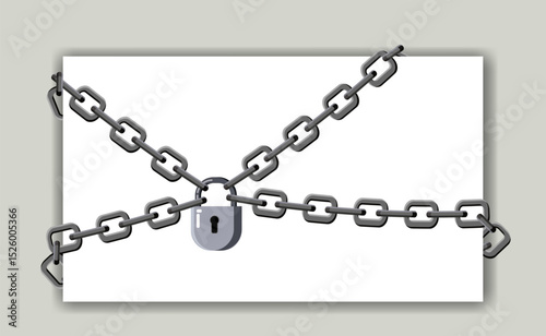 Metal chain and padlock, lock