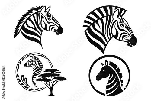 set of vector zebra
