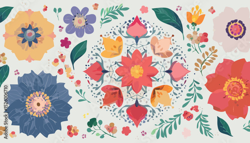 Wallpaper Mural Ornamental Design with Eastern Decorative Elements and Traditional Arabic Mandala Flower Motifs – Intricate Vector Pattern Torontodigital.ca