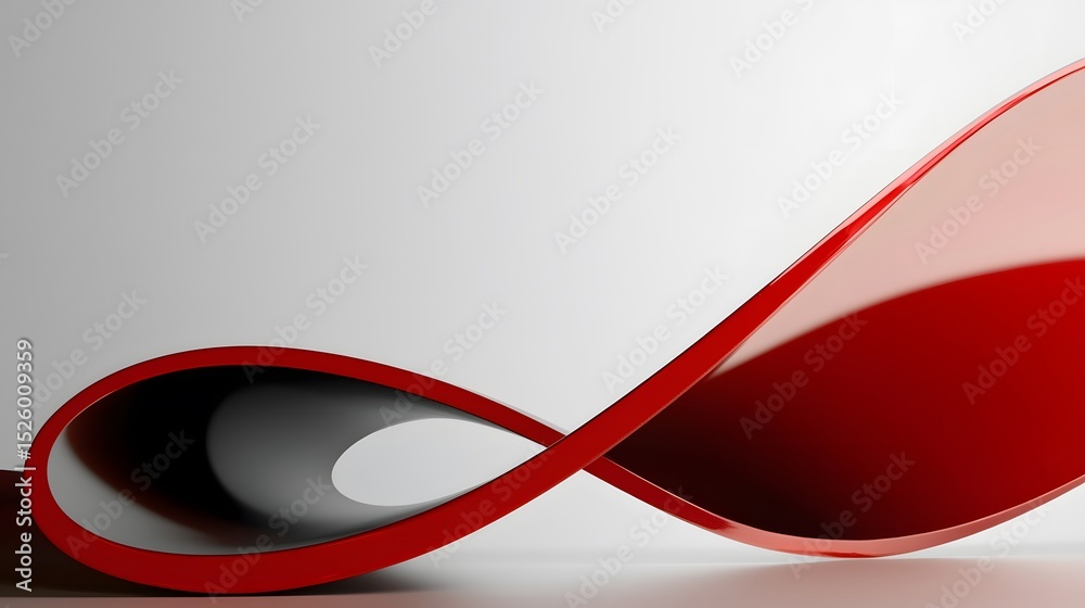 Naklejka premium Abstract red ribbon design with copy space for text, showcasing innovative and realistic 3D rende perfect for modern ing and presentations, ideal for a website or