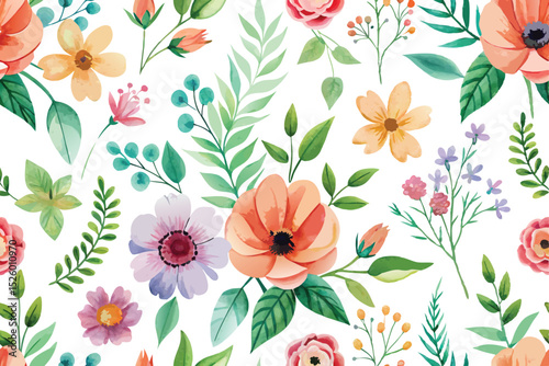 Beautiful watercolor vector floral pattern design,floral watercolor seamless pattern,Set watercolor wild flowers,Floral watercolor set,vector,svg,Green leaves big vector collection,Watercolor abstract