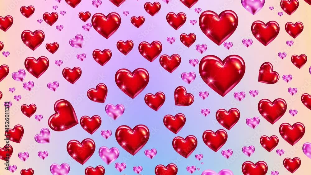 Cascading Hearts: A vibrant cascade of red hearts, interspersed with delicate pink hearts, creates a loving and visually appealing design.
