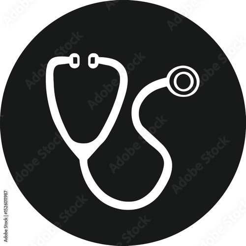 Medical stethoscope icon black circle background healthcare symbol