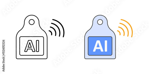 Livestock tracking AI tag icon for smart farming solutions, available in outline and color styles.