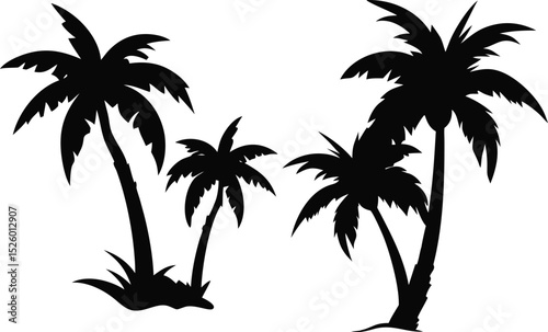 Tropical beach sunset with a silhouetted palm tree perfect for summer vacation designs