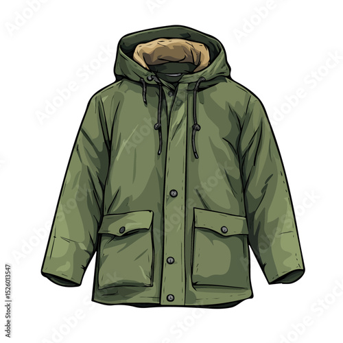 Parka vector 2D flat illustration, isolated on a white background.