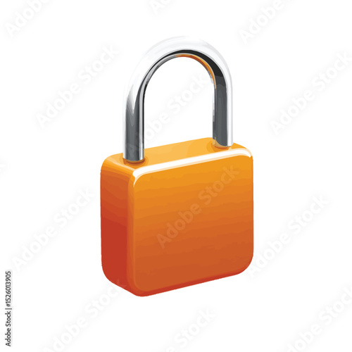 Orange padlock security icon digital asset graphic