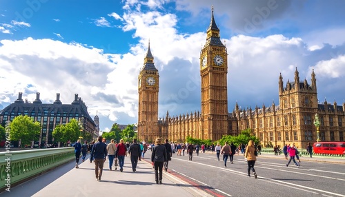 London cityscape with pedestrians
