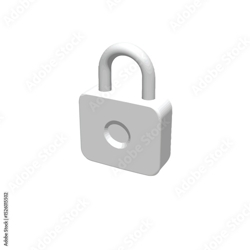 Simple 3d model of a padlock security icon