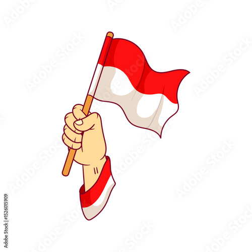 Hand holding indonesian flag celebrating independence day