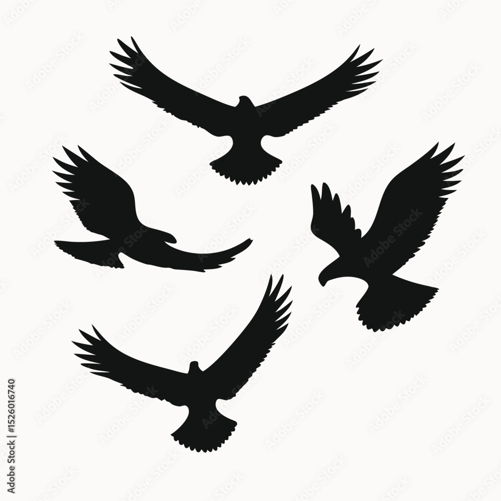 Obraz premium Majestic Eagles in Flight A Collection of Silhouette Illustrations