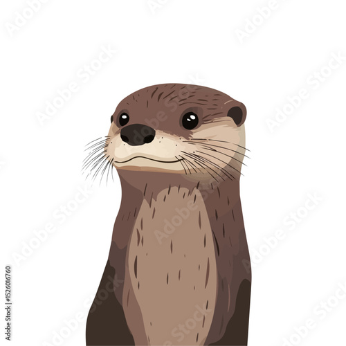 2D flat Otter Close Up illustration vector, isolated on a white background.