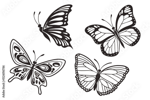 set of butterflies
