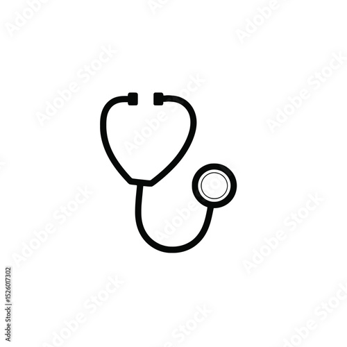 Simple black line art stethoscope medical icon