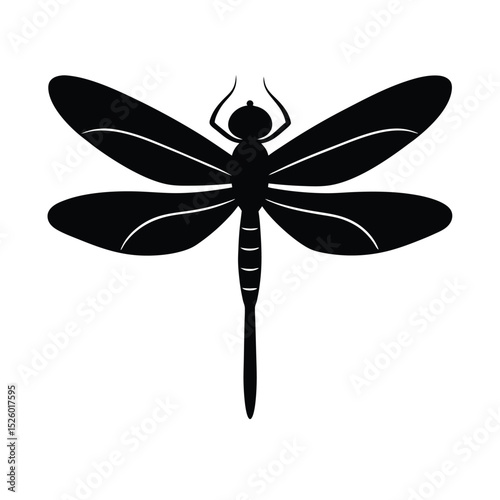 flying dragonfly silhouette black