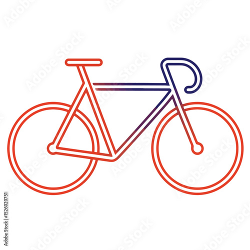 Simple line art bicycle red and blue gradient design