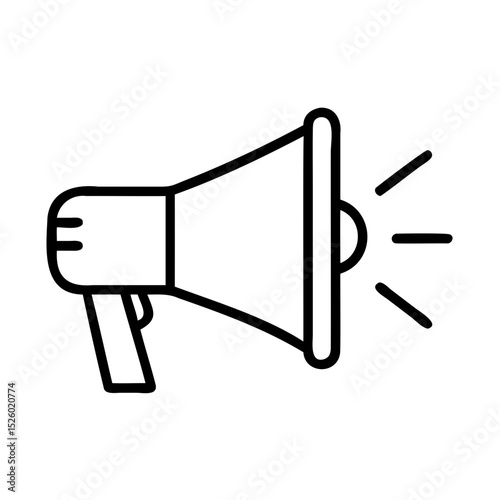 Clean and Minimal Megaphone Vector Outline Graphic on Transparent Background
