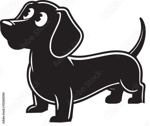 Cute isolated cartoon vector illustration of a happy puppy, a fun pet dog