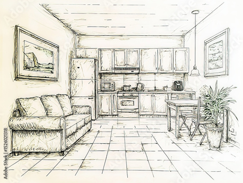 Interior sketch: A stylish ...