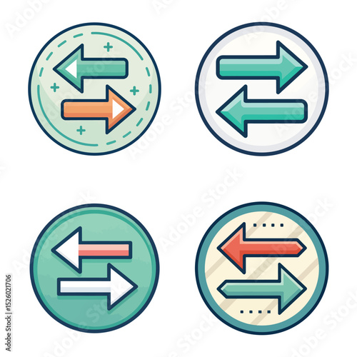 left right arrows vector icon transfer arrows icon set
