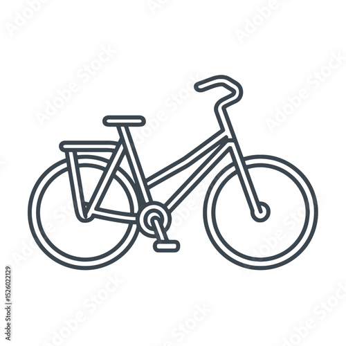 Simple line drawing of a bicycle for cycling icon