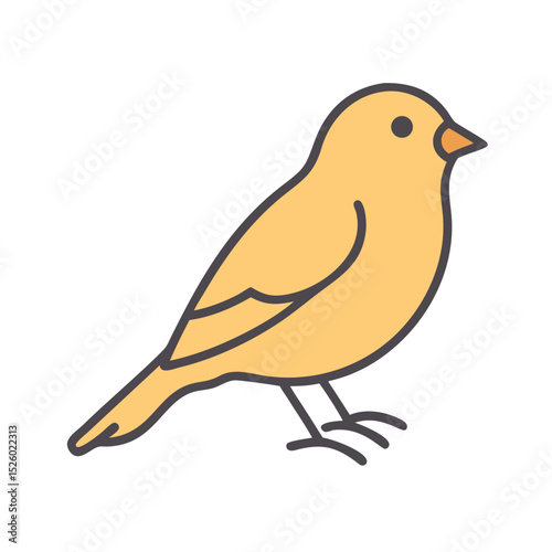 Simple Flat Canary Bird Illustration with Outline Design for Decoration