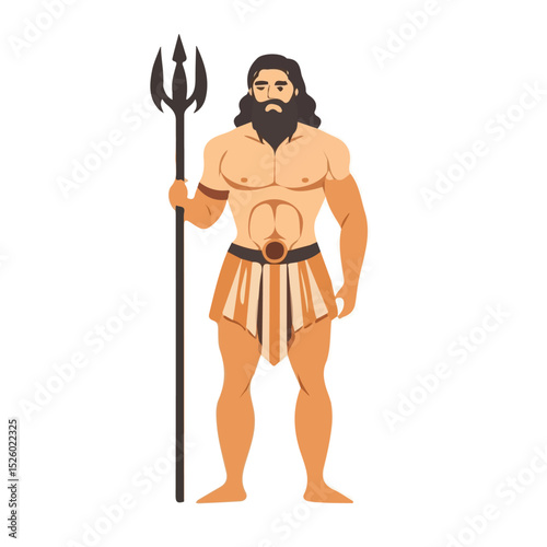 Odysseus Greek Mythology vector 2D flat illustration, isolated on a white background.