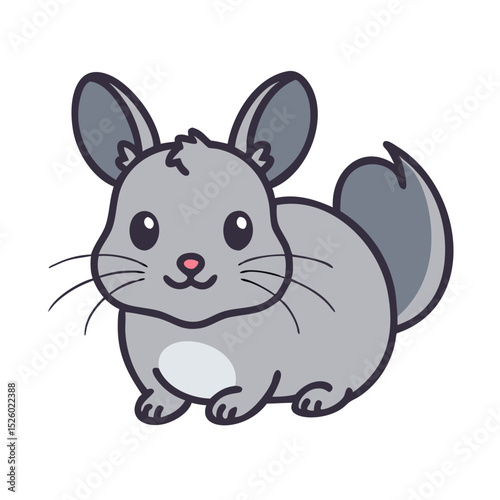 Simple Cartoon Illustration Cute Chinchilla Pet Rodent Animal Character