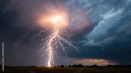 A raging lightning storm lights up the night sky with branching electric bolts across dark clouds.
