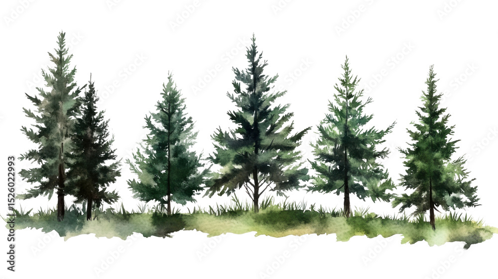 Obraz premium Green Christmas tree branches with pine needles isolated on white background 