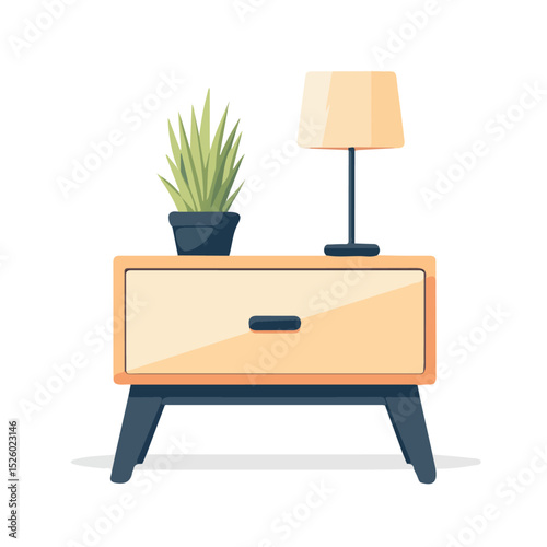 2D flat Nightstand vector illustration, isolated on a white background.