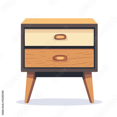 2D flat vector illustration of Nightstand, isolated on a white background.