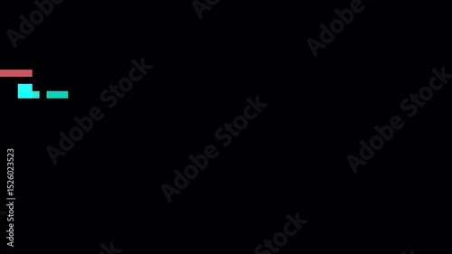 Seamless flat glitch transition overlay on black background with clean distortion for modern video editing