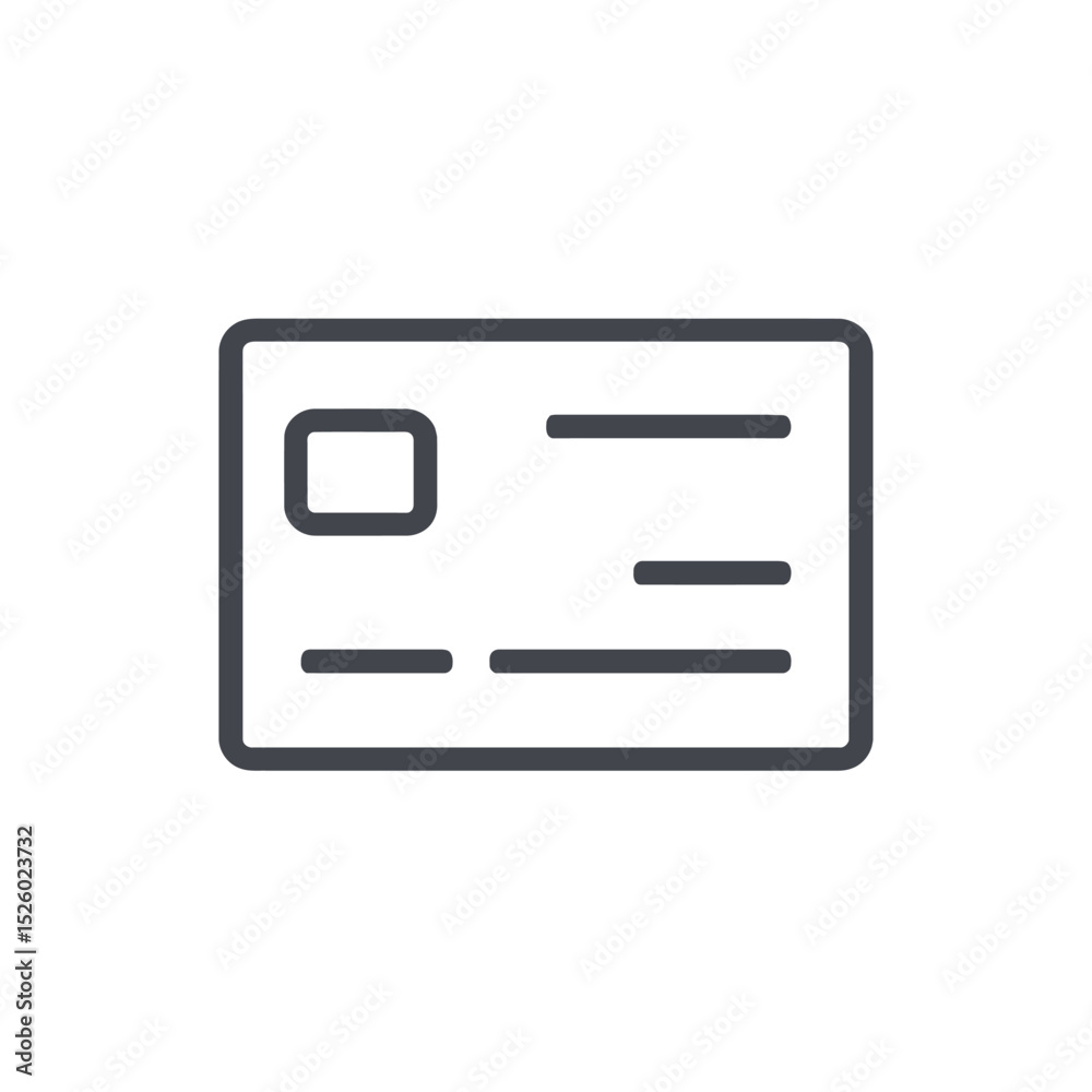 Simple line icon of a blank check or card Simple line icon of a blank check or card