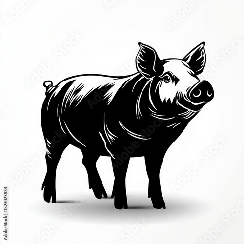 pig silhouette , black and ...